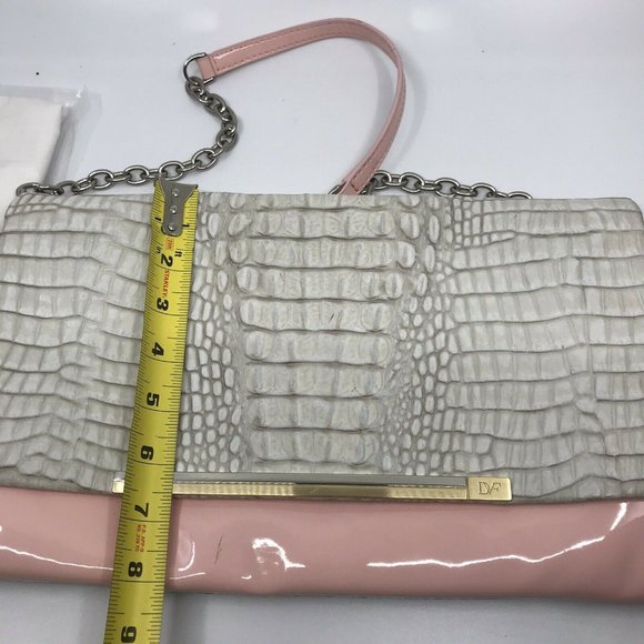 DIANE VON FURSTENBERG White Croc Embossed Shoulder - Picture 5 of 8